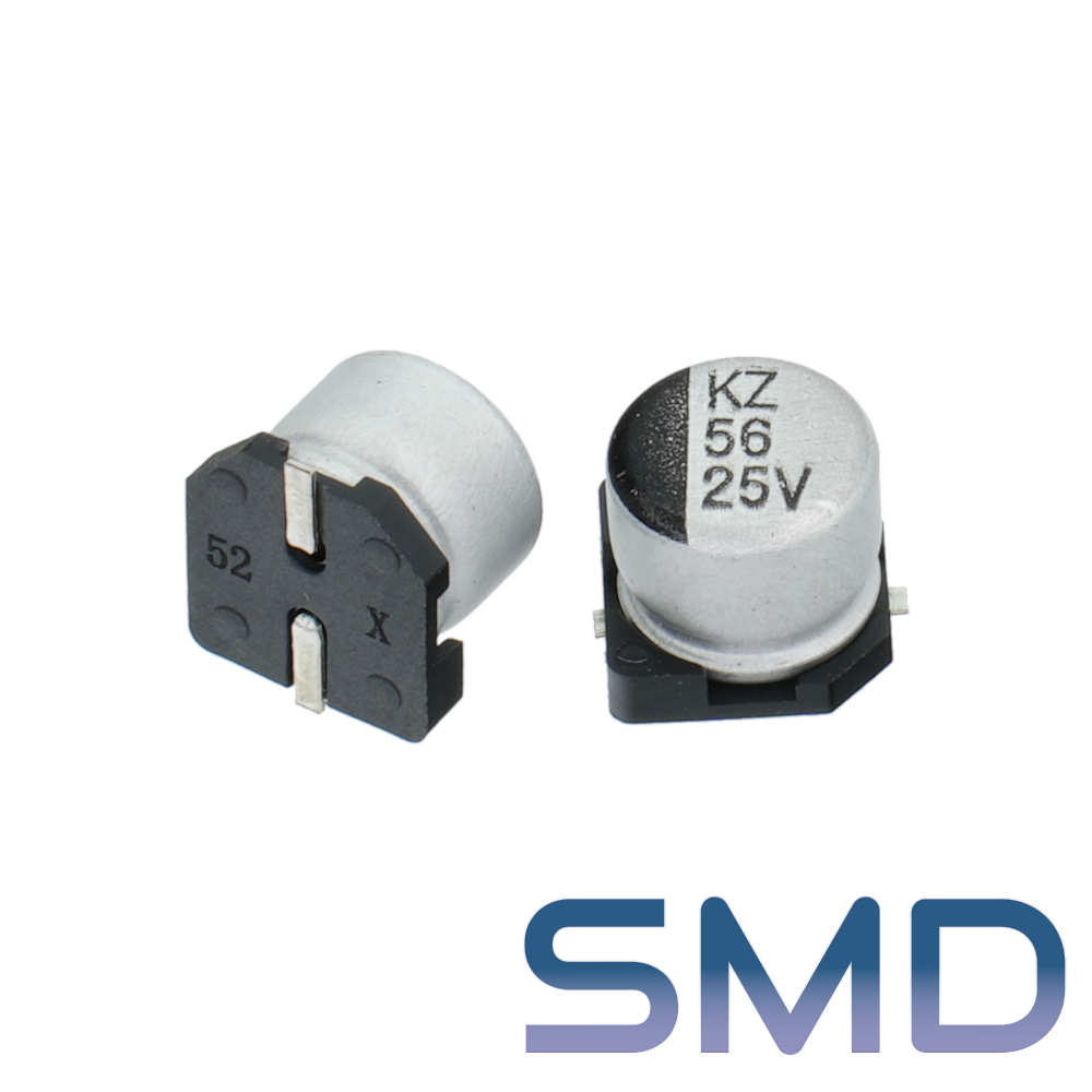 56мкФ 25В (6,3x5,5) SMD-монтаж Конденсатор электролитический