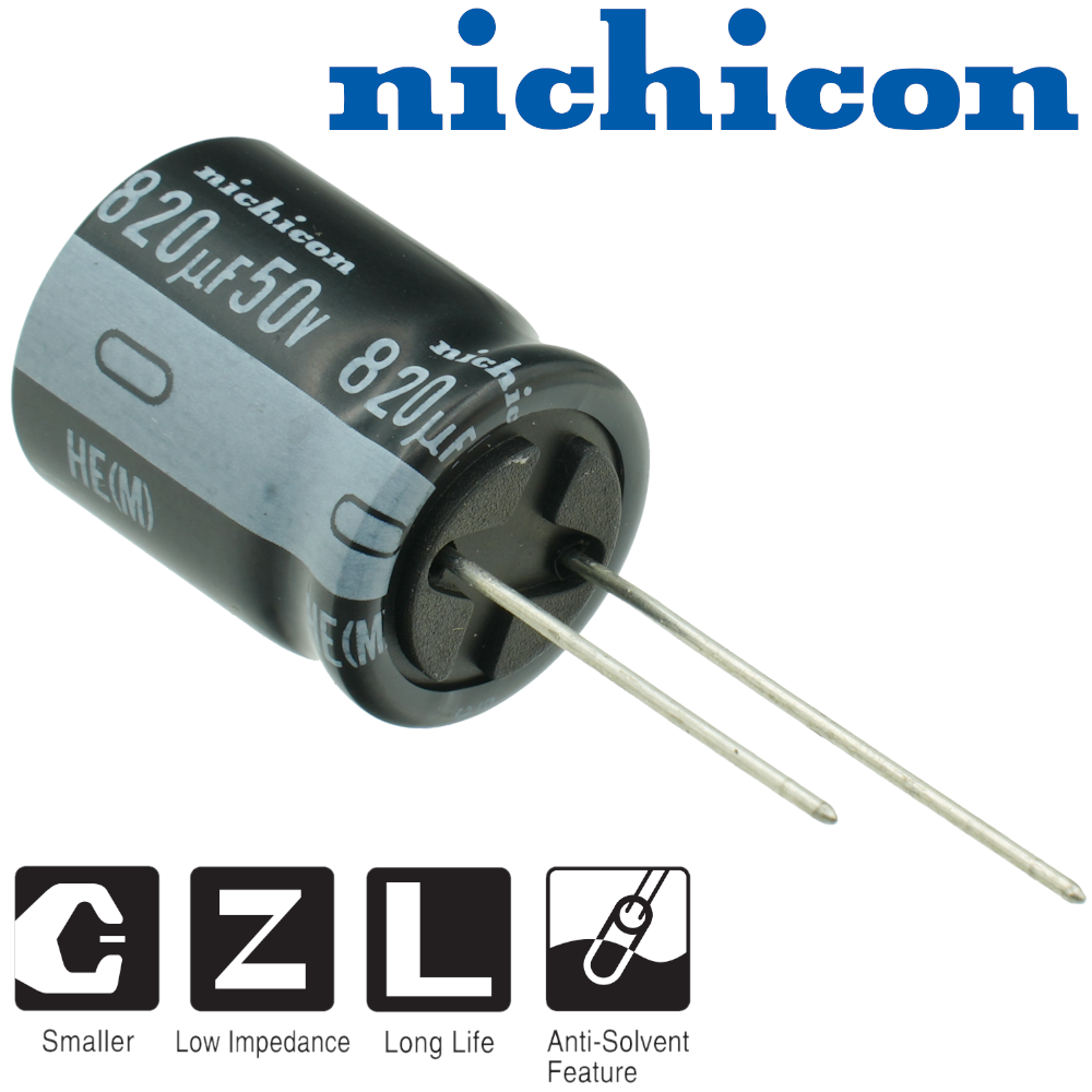 820мкФ 50В (16х20) HE (10000ч.) (low imp.) Конденсатор электролитический Nichicon