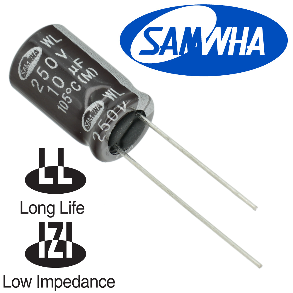 10мкФ 250В (10х16) WL (2000ч.) (low imp.) Конденсатор электролитический