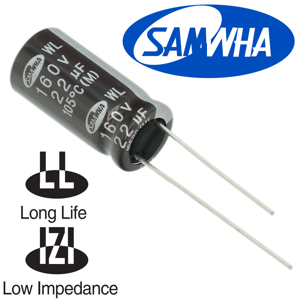 22мкФ 160В (10x20) WL (2000ч.) (low imp.) Конденсатор электролитический