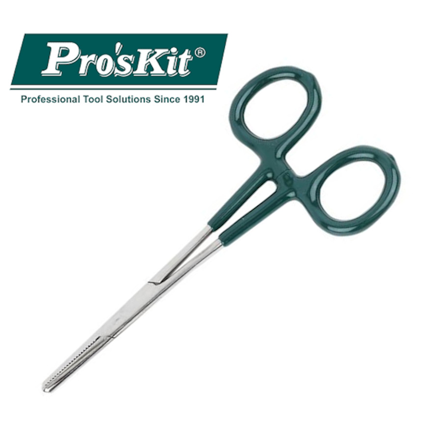 1PK-T406 Pro'sKit Пинцет-зажим прямой изолированный (160мм)*