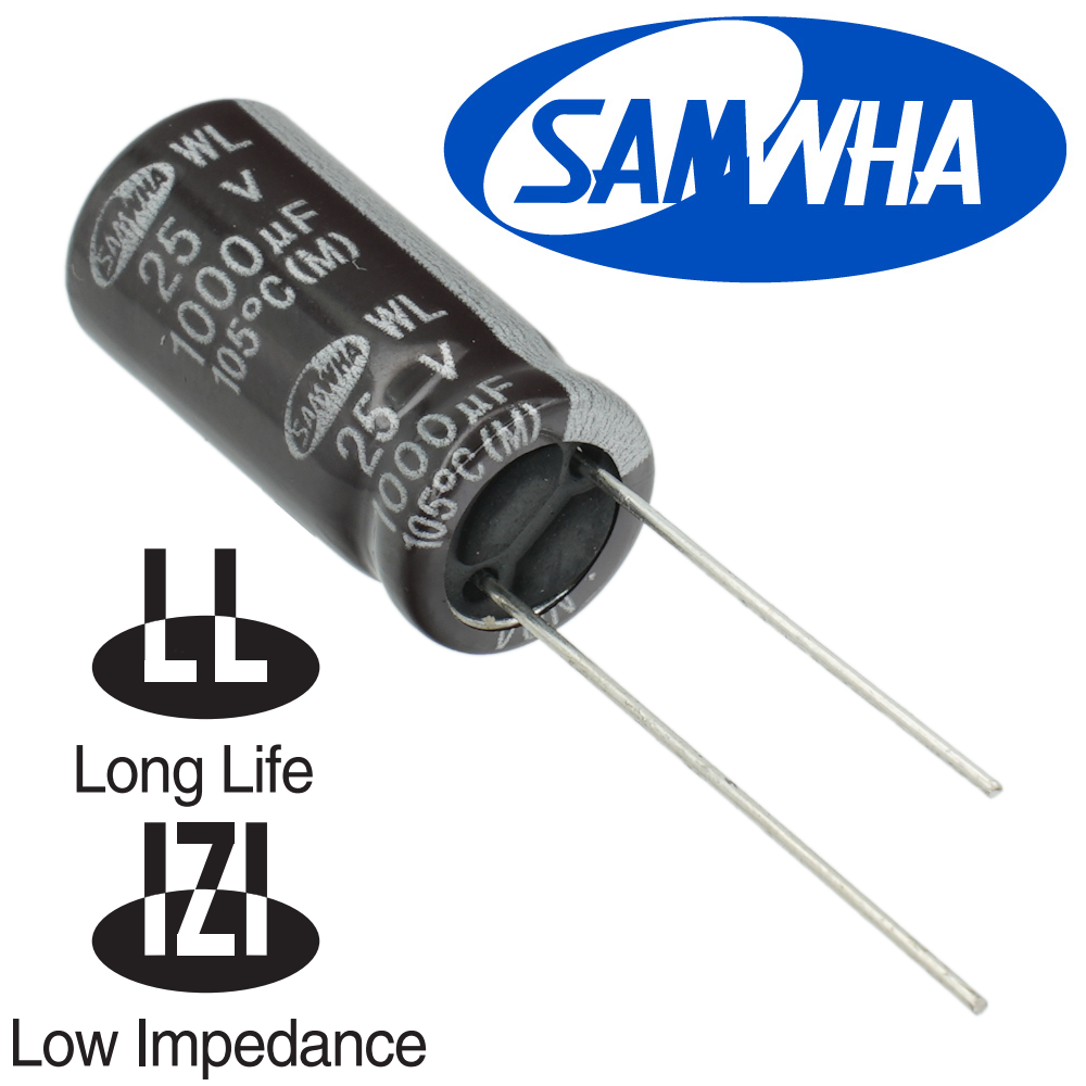 1000мкФ 25В (10x20) WL (5000ч.) (low imp.) Конденсатор электролитический