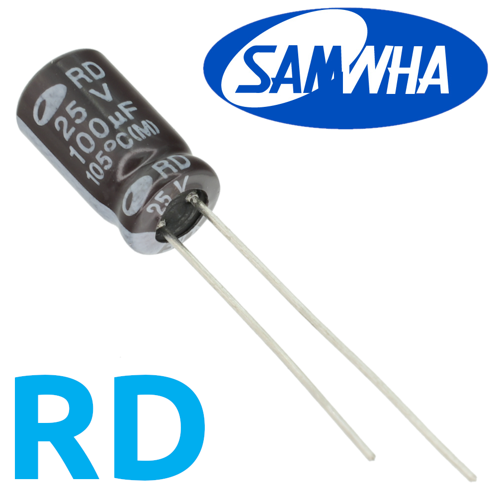 100мкФ 25В (6,3x11) RD-105C Конденсатор электролитический