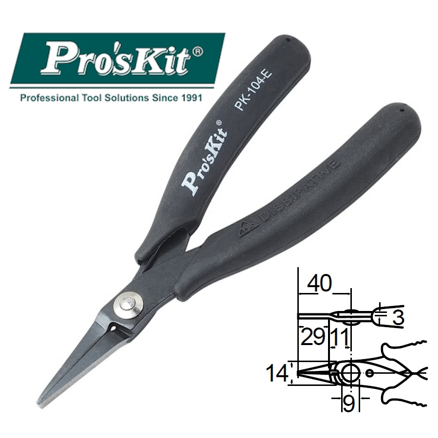 1PK-104-E Pro'sKit Плоскогубцы антистатические (145мм)