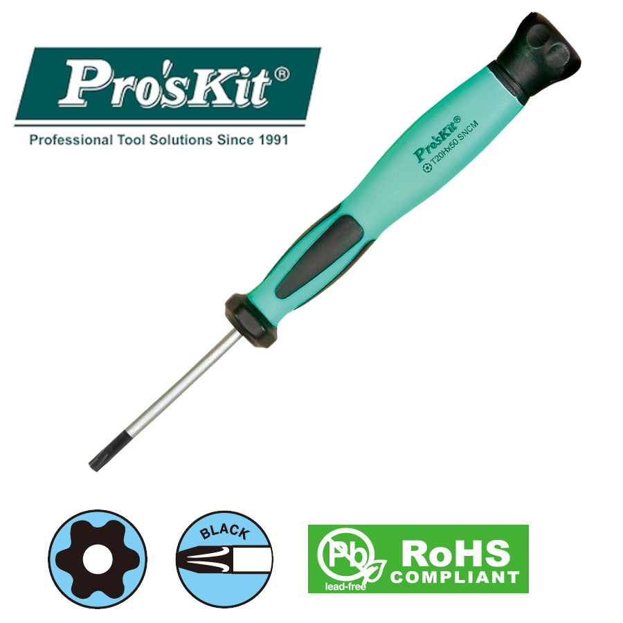 SD-083-T20H Pro'sKit Отвертка прецизионная антистатическая Torx (звезда) антивандальная (T20Hx50мм)