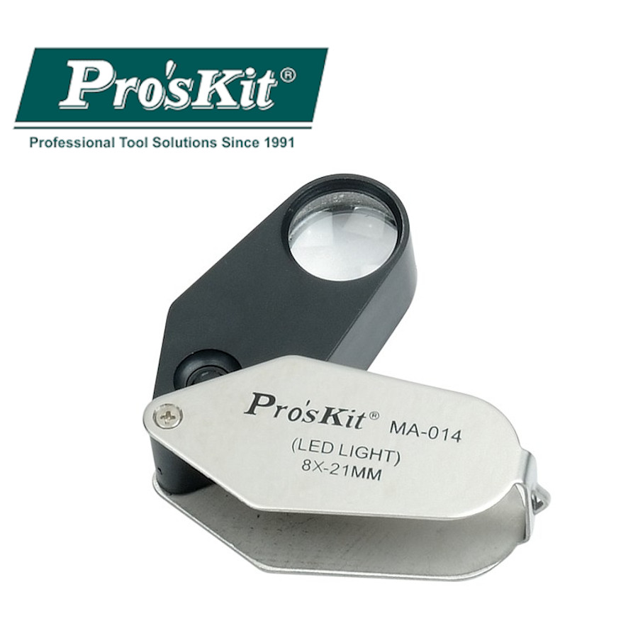 MA-014 Pro'sKit Увеличительная ручная лупа со светодиодной подсветкой складная (8Х, линза 21мм)