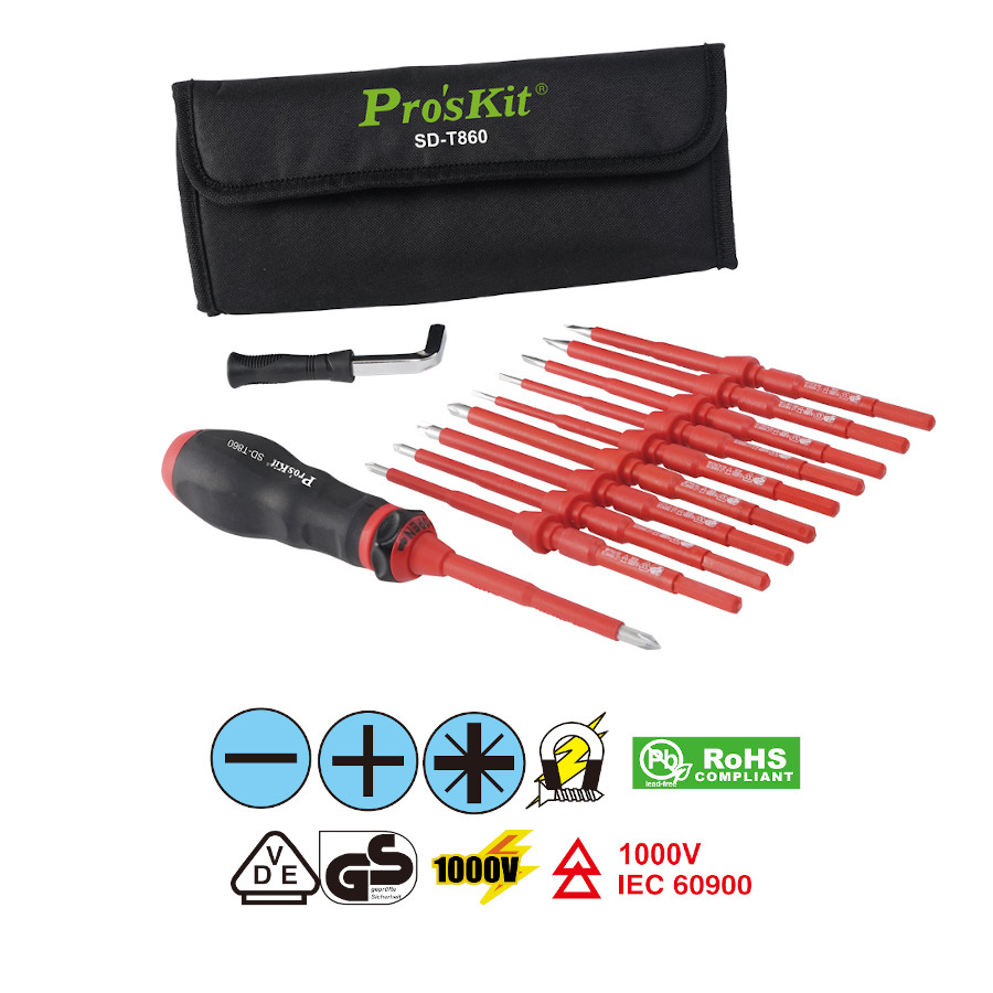 SD-T860 Pro'sKit Отвертка с регулировкой крутящего момента (динамометрическая) диэлектрическая 1000В