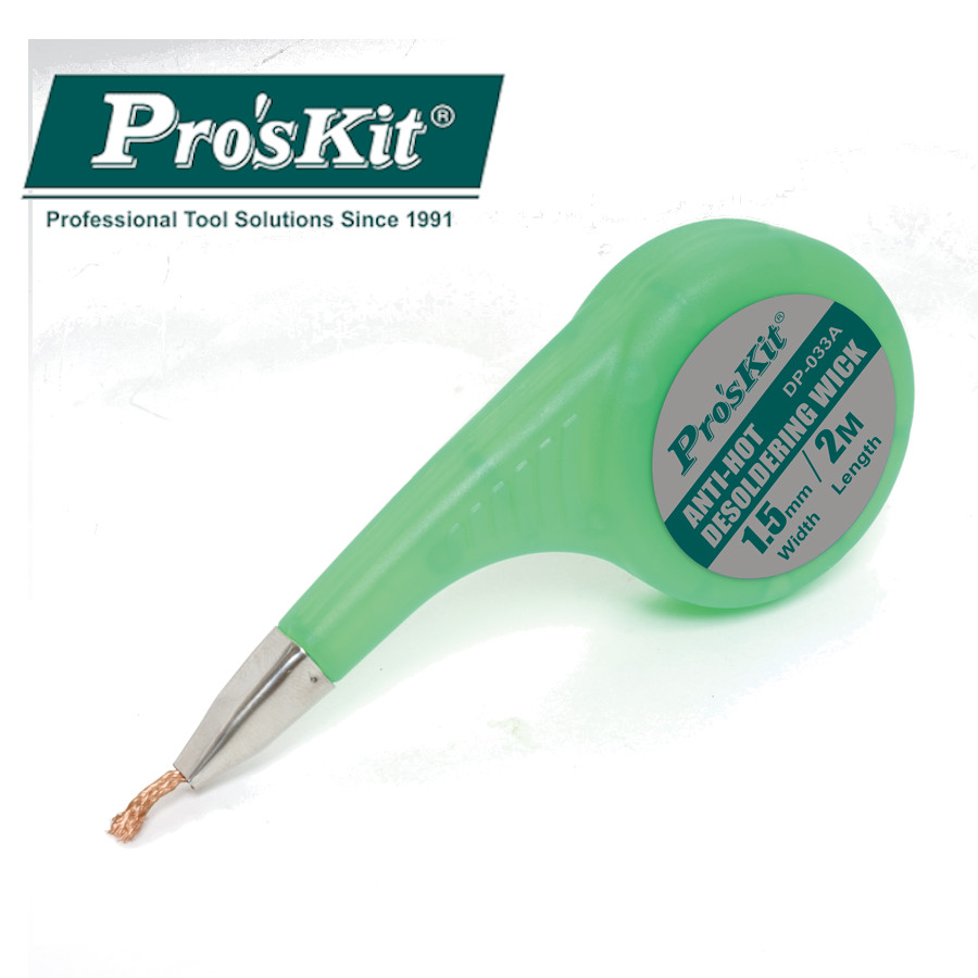 DP-033A Proskit Оплетка медная для выпайки в термостойком корпусе (1,5мм Х 2м)