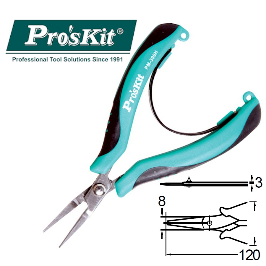 PM-396H Pro'sKit Плоскогубцы прецизионные (120мм, пружина)
