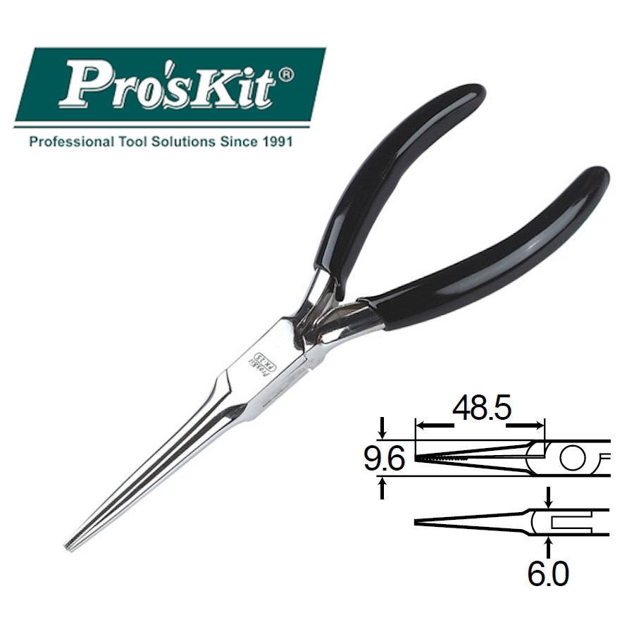 1PK-25 Pro'sKit Длинногубцы прецизионные удлиненные (140мм, пружина)
