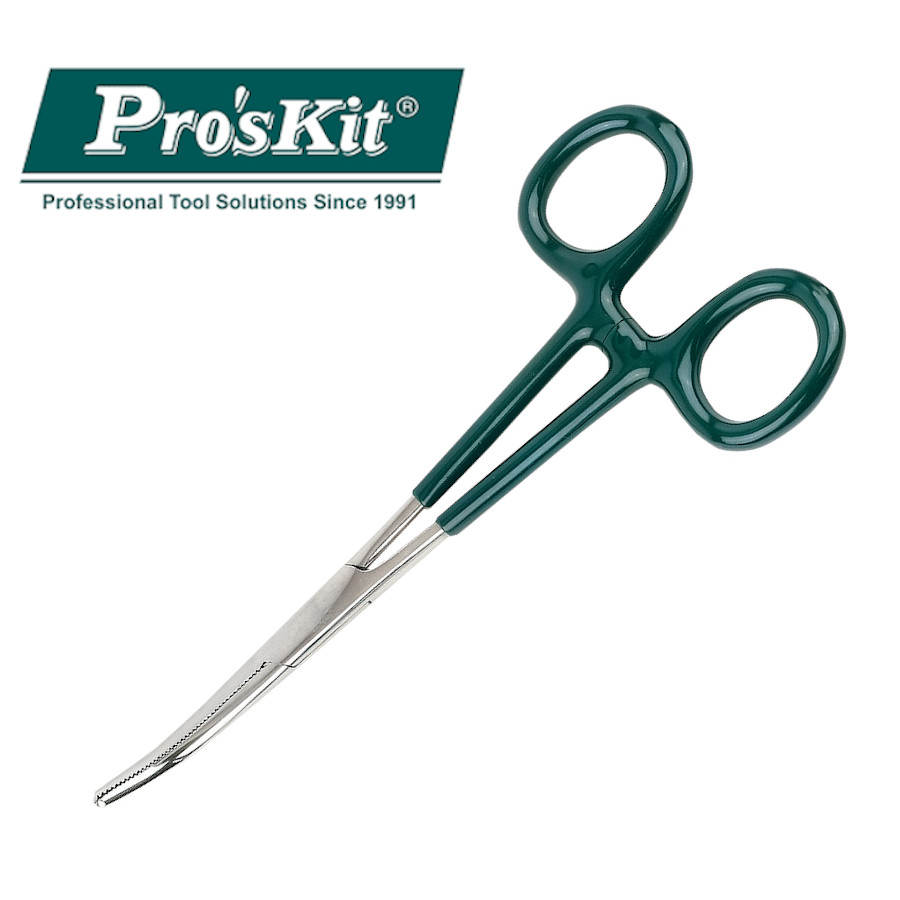 1PK-T416 Pro'sKit Пинцет-ножницы изогнутый (152мм, в изоляции, защелка)*