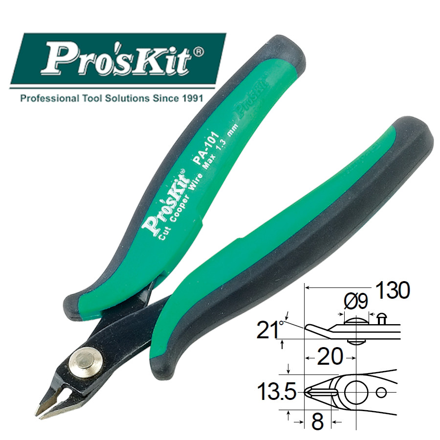 PA-101 Pro'sKit Кусачки прецизионные (медь до 1.3мм, 130мм)