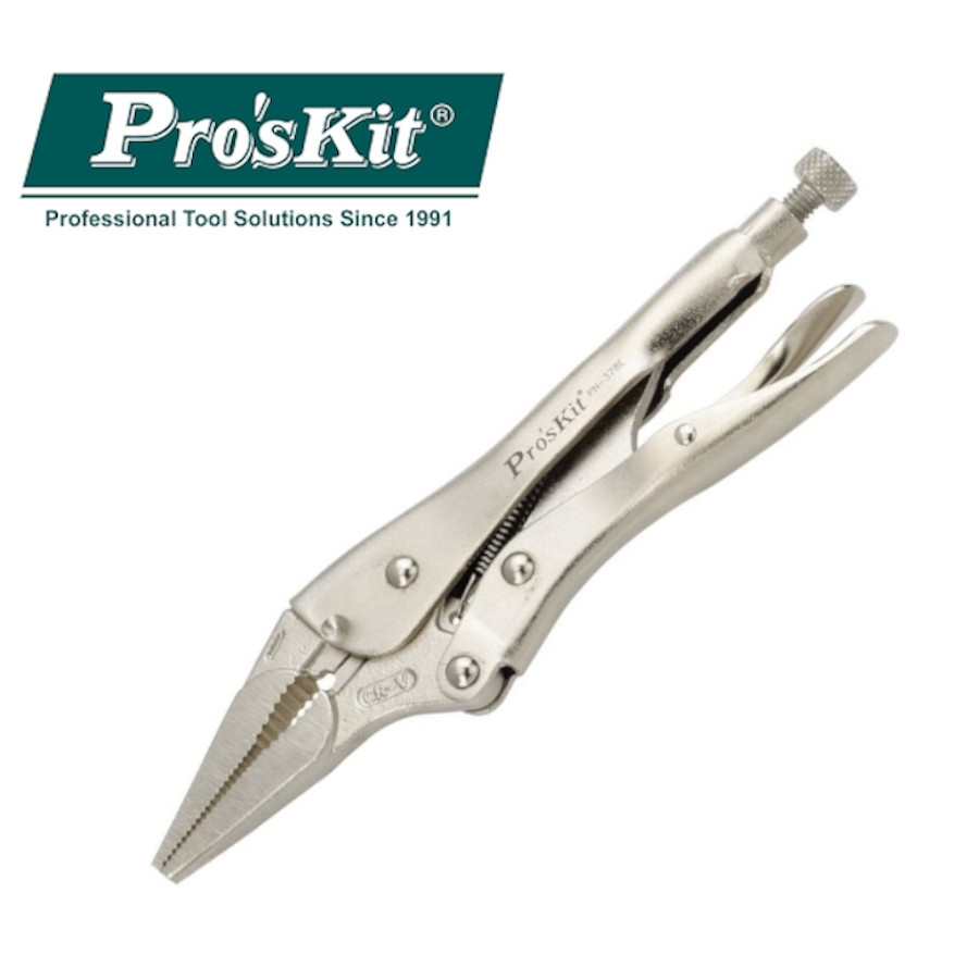 PN-378E Длинногубцы зажимные (регулировка усилия, защелка, 225мм) Pro'sKit