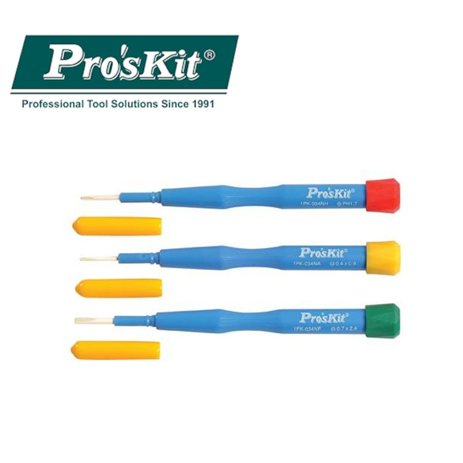 1PK-034NE Pro'sKit Отвертка с керамическим наконечником (- 0,4х2,4мм)