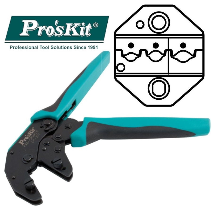 CP-371B Pro'sKit Клещи со сменными губками для обжима изолированных/неизолированных гильз D1.25/2.0/