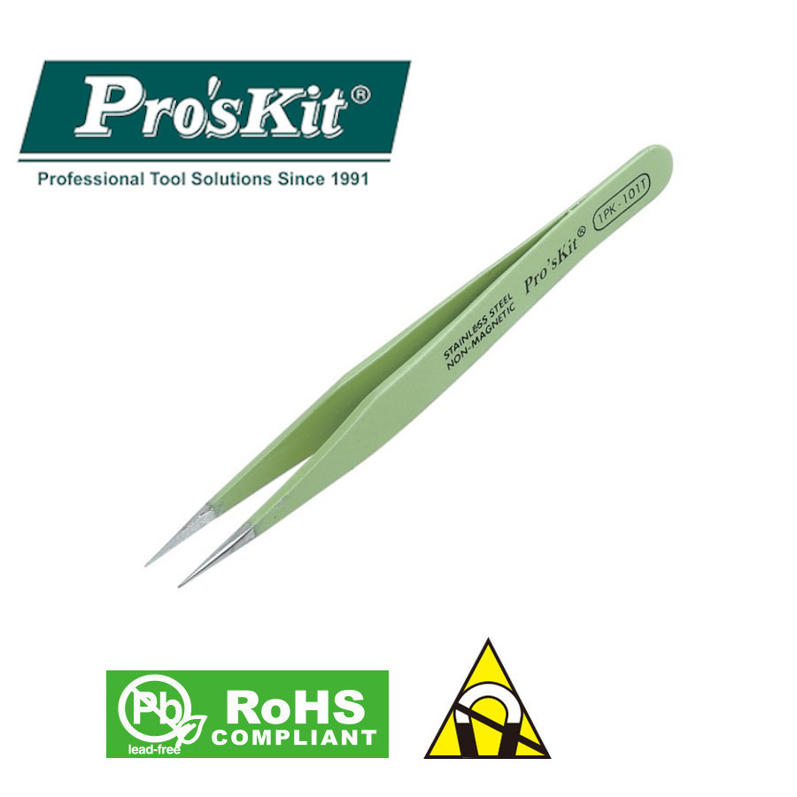 1PK-101T Pro'sKit Пинцет прямой (40/120мм, в изоляции)
