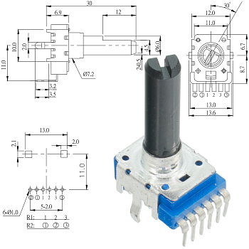 WH1211L30B 10 кОм Резистор переменный