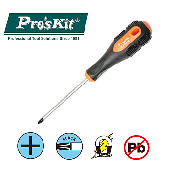 9SD-205B Pro'sKit Отвертка ручная (+#0 3.0x100мм) Pro-Soft
