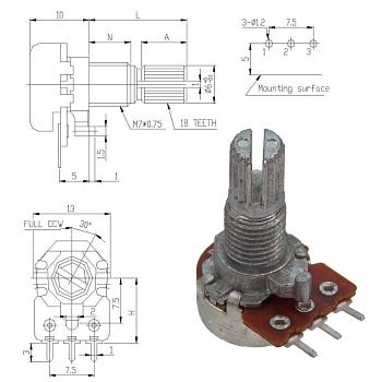 WH120-1 KC 10 кОм Резистор переменный