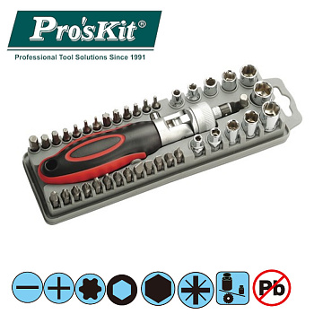 SD-2309 Pro'sKit Набор бит и головок (37шт., адаптер, рукоятка с изм. углом)
