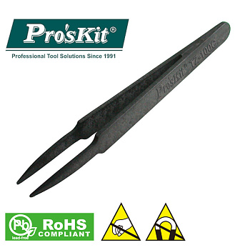 TZ-100C Pro'sKit Пинцет для SMD прямой цилиндр. (композитный, немагнитный, термо-кислото-стойкий, ан