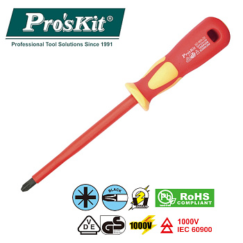 SD-800-Z2 Pro'sKit Отвертка диэлектрическая 1000В Pozidriv (+ PZ2x100)