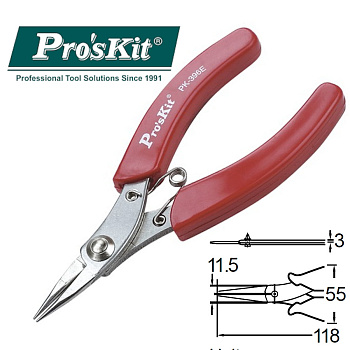 1PK-396E Pro'sKit Длинногубцы прямые (118мм, пружина)