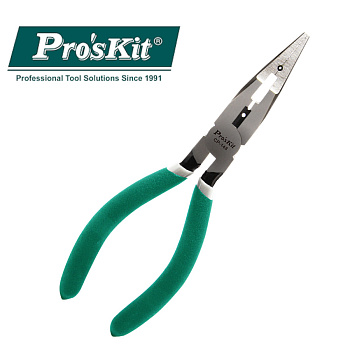 CP-148 Pro'sKit Длинногубцы-кусачки с зачисткой и обжимом (168мм)
