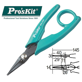 8PK-102D Pro'sKit Длинногубцы скругленные (145мм)