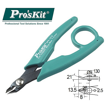 8PK-101D Pro'sKit Кусачки прецизионные (медь до 1.3мм, кольцо, 130мм)