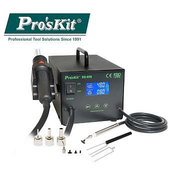 SS-956B Pro'sKit Паяльник со станцией для пайки SMD компонентов с вакуумным держателем корпусов комп