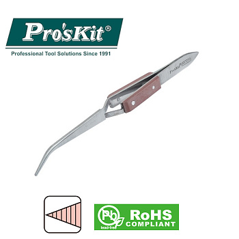1PK-117T Pro'sKit Пинцет-зажим изогнутый (134град., 70/160мм)