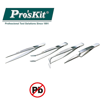 808-389 Pro'sKit Набор пинцетов (3 пинцета, 1 зажим)