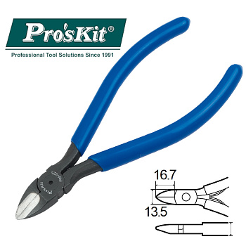 PM-925 Pro'sKit Кусачки прямые (медь до 2мм, сталь до 1.6мм, струна до 0.5мм, 125мм)