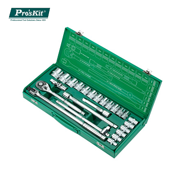 HW-42401M(SK-42401M) Pro'sKit Набор гаечных головок с рукоятками, адаптерами, воротком (12.7мм, 24 п
