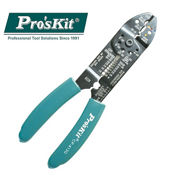 CP-413G Pro'sKit Клещи для зачистки и обжима проводов и клемм (0.2-8кв.мм)