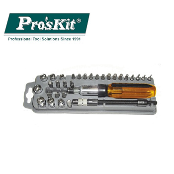 8PK-204A Pro'sKit Отвертка со сменными битами (28 бит, гибкий адаптер, держатели)