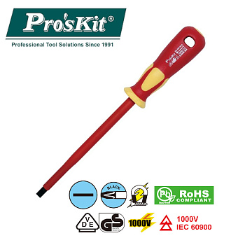 SD-800-S8.0 Pro'sKit Отвертка диэлектрическая 1000В (- 8.0х175)