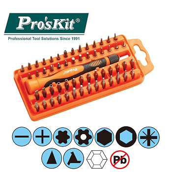 SD-9808N Pro'sKit Набор бит часовых (58шт., отвертка с изм длиной)