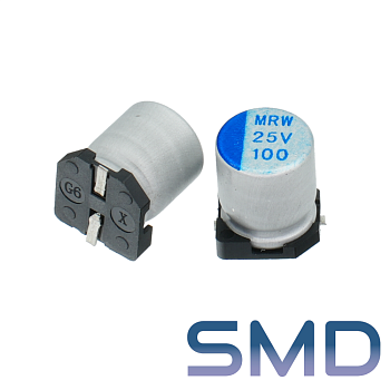 100мкФ 25В (6,3x8) SMD-монтаж Конденсатор электролитический