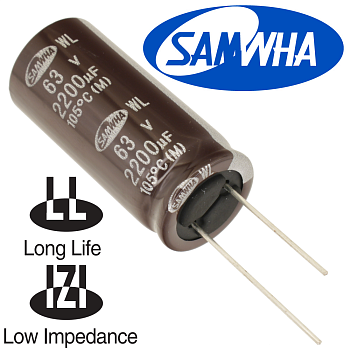 2200мкФ 63В (18x40) WL (5000ч.) (low imp.) Конденсатор электролитический