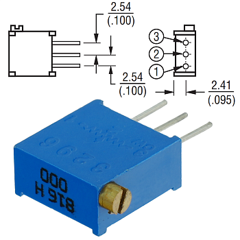 3296X-1-504 500 кОм Резистор подстроечный