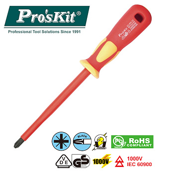 SD-800-Z0 Pro'sKit Отвертка диэлектрическая 1000В Pozidriv (+ PZ0x60)