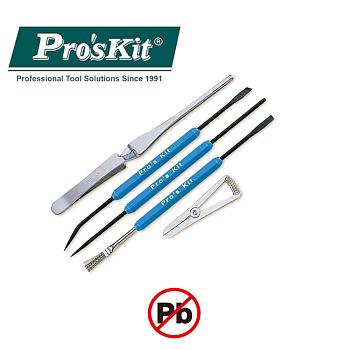108-361 Pro'sKit Набор инструментов монтажника и пинцетов (5 предметов)