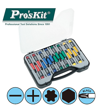 SW-0118 Pro'sKit Набор отверток часовых (15шт., 40/132мм)