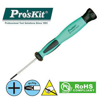SD-083-P2 Pro'sKit Отвертка прецизионная антистатическая (+ #00 P00x50мм)