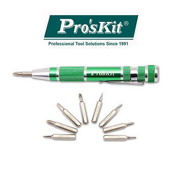 SD-9814 Pro'sKit Набор бит часовых и звездочек(9шт., алюминиевая отвертка)
