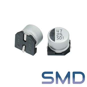 47мкФ 25В (6,3x5,5) SMD-монтаж Конденсатор электролитический