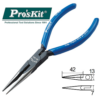 8PK-906 Pro'sKit Длинногубцы-кусачки (струна до 1.2мм, 140мм)