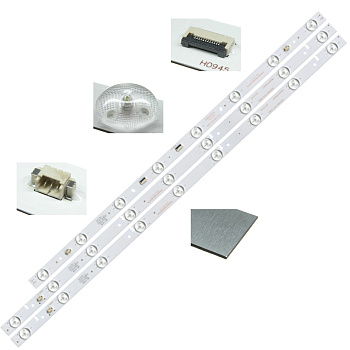 Светодиодная планка для подсветки ЖК панелей LED315D8/LED315D9 (комплект 2 планки по 632 мм 9 линз и